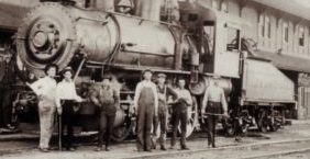 Historic Mojave railroad scene from the museum's archival collection