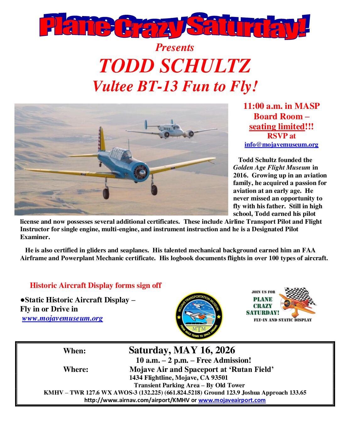 Archive flyer: May / Todd Schultz — Vultee BT-13