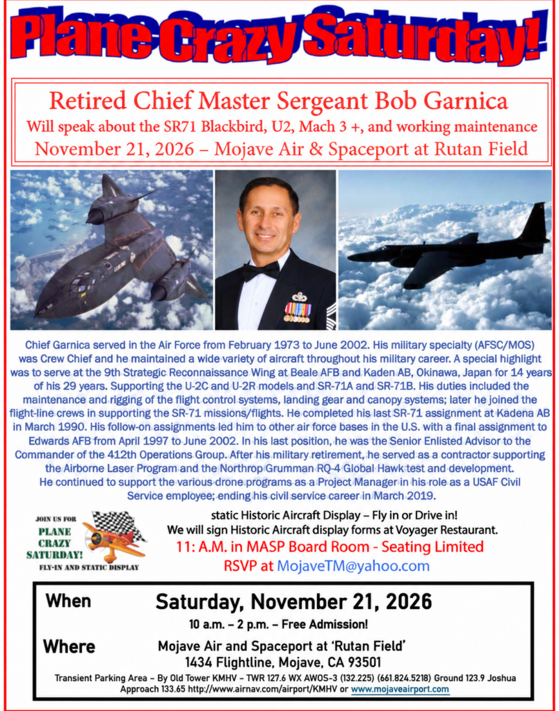 November 21, 2026 — Bob Garnica, SR-71 & U-2